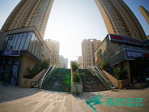武汉熙然墙艺朗诗地产大型楼梯墙绘壁画设计