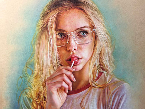 My Colour sketch彩铅手绘～吃棒棒糖的女孩（个人主页-ZMzkzMTcwOTY=） - 绘画 - 站酷设计师苗宁Malik原创素材 - 站酷ZCOOL