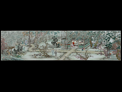 粉彩瓷板《香山九老圖》