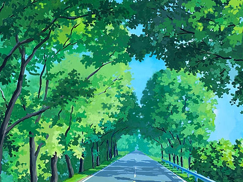 【不透明水彩】原创林间小路