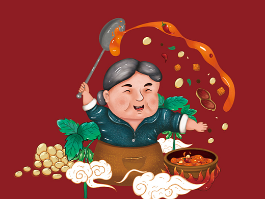 食品包裝-豆豉油瓶貼（個(gè)人主頁(yè)-ZNTk2MTcxMTY=） - 商業(yè)插畫(huà) - 站酷設(shè)計(jì)師胖兔嘰不胖原創(chuàng)素材 - 站酷ZCOOL