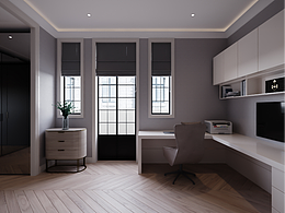 简欧独立办公书房衣帽间效果图表现 