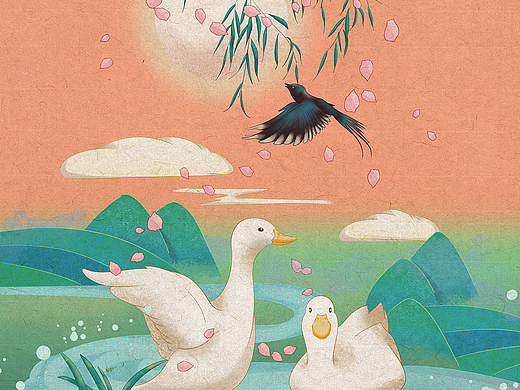 春江水暖鸭先知（个人主页-ZNTk3MTMyNDg=） - 商业插画 - 站酷设计师白白XIAO原创素材 - 站酷ZCOOL