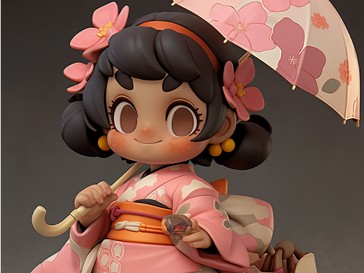 Kimono Girl【盲盒手办】（个人主页-ZNjUxNTIzNTY=） - AI作品 - 站酷设计师PockyMini原创素材 - 站酷ZCOOL