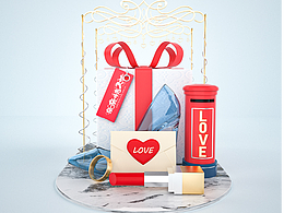 情人节场景C4D美陈练习