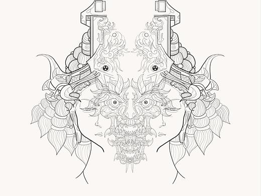 《十诫系列幻象作品—般若地真菩萨显像（线稿）》