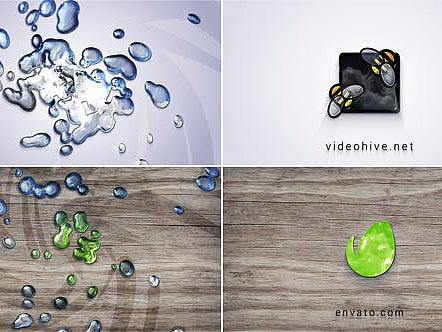 AE模板|简洁设计明亮优雅液体水标志演绎品牌视频动画