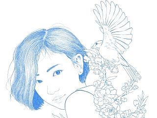 楚歌钢笔画-头像系列 短发妹纸