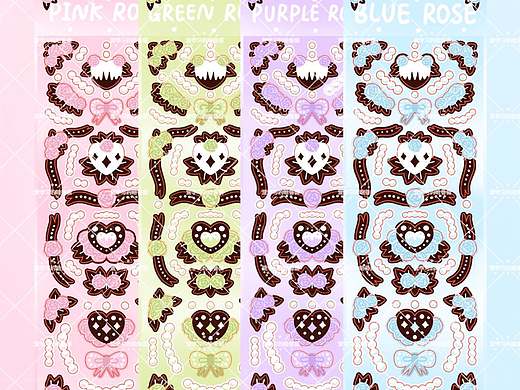 咕卡贴纸|四色玫瑰