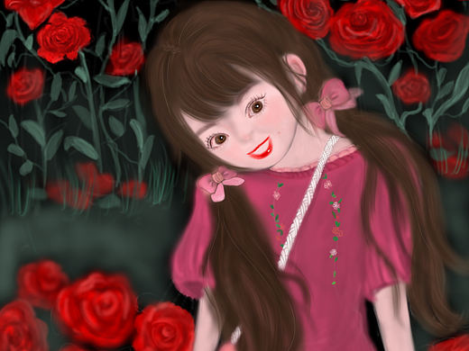 玫瑰与女孩（个人主页-ZNTM0MjIzODA=） - 艺术插画 - 站酷设计师画画的小涂原创素材 - 站酷ZCOOL