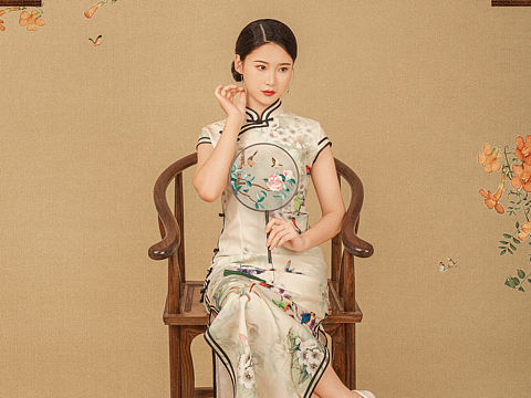 玉见摄影出品工笔画旗袍写真