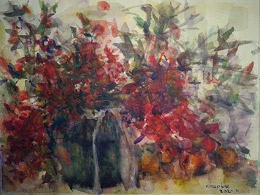 刘潮水彩花卉写生