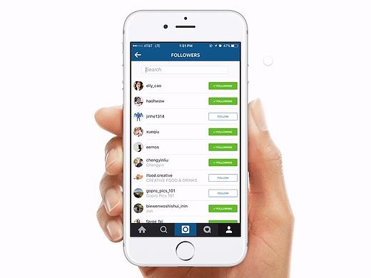 Instagram 查找已关注交互
