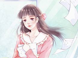 窗下的少女
