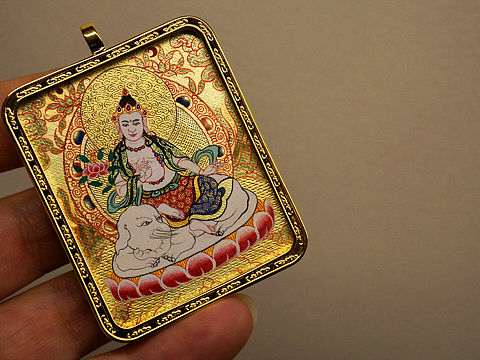 礦彩刻金「普賢菩薩」隨身唐卡（個人主頁-ZMzY5OTEwMDA=） - 其他手工藝 - 站酷設(shè)計師梵物藝術(shù)原創(chuàng)素材 - 站酷ZCOOL