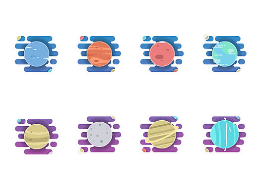 AI制作行星小插画