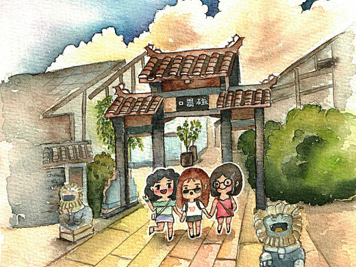 旅行水彩画