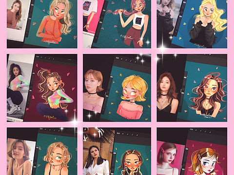 欧美风procreate原创插画头像