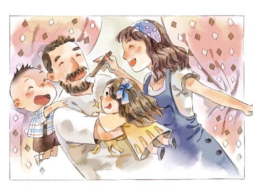 大头儿子小头爸爸水彩风格内芯插图