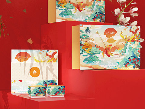 山海经干货珍品包装插画