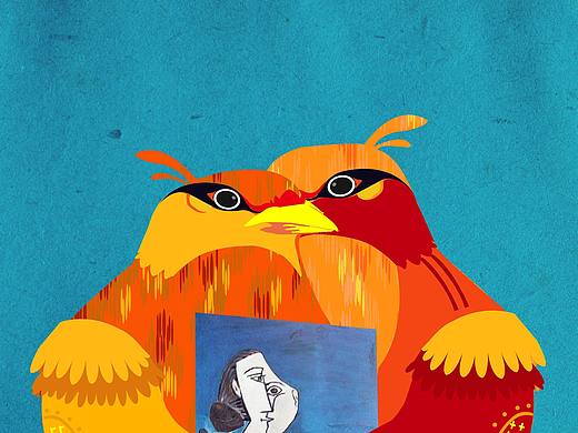 《蓝色背景中穿红衣的鹰》（个人主页-ZMTY5OTE5MjA=） - 创作习作 - 站酷设计师茵子设计原创素材 - 站酷ZCOOL