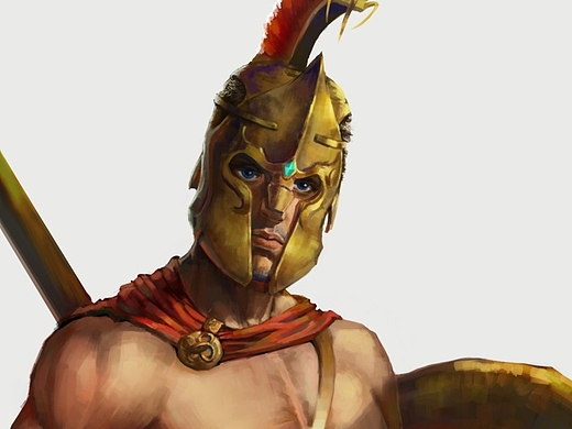 男战士 潘森同人 原画设定 游戏原画 盾牌 武器 手绘