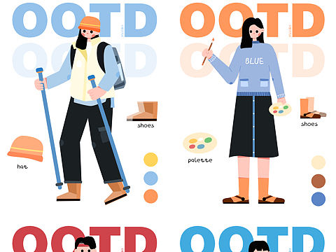 扁平化风格插画人物