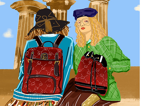 gucci品牌潮流感插画monologueeegucci赛琳lv潮牌手机壳插画设计奢侈