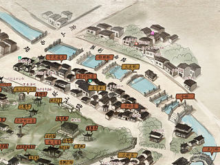 越子城历史街区 绍兴景区 手绘地图 数码插画 商业插画 浙江景区  