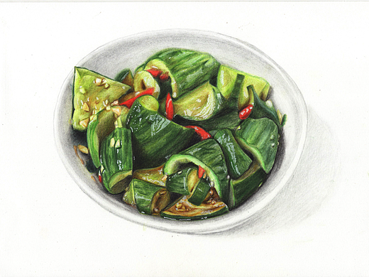驴大萌彩铅手绘—拍黄瓜
