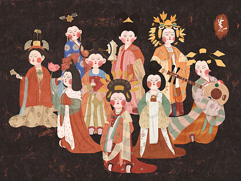 敦煌系列插画作品