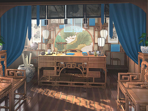 课堂示范—中式书房