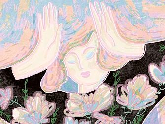 女孩和花