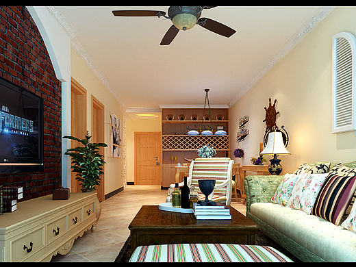 星河盛世B2户型96㎡田园风格装修设计，三款电视墙任你选！瑞秋悦享家