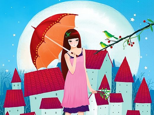 画儿晴天青春唯美插画