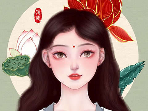 荷韵少女（个人主页-ZNTcwMDcwMDA=） - 创作习作 - 站酷设计师雨汐_lz原创素材 - 站酷ZCOOL