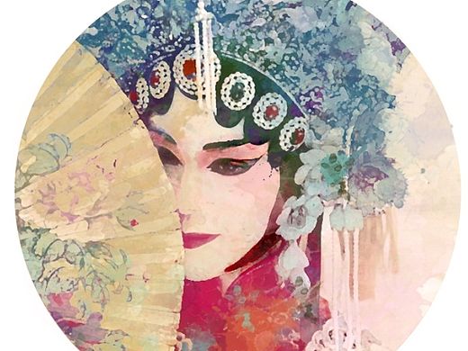 京剧戏子水彩古风插画