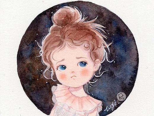 萌宝水彩头像手绘萌系头像画萌宝插画水彩画
