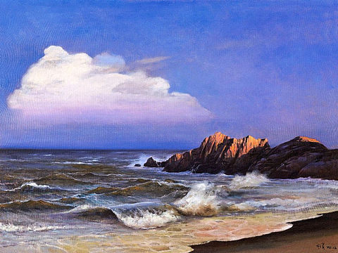 油画作品《风平浪静》