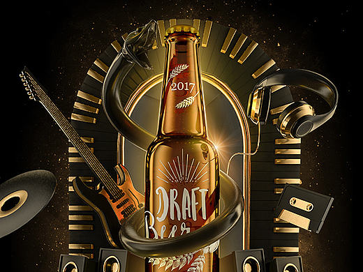 C4D毕设《啤酒跟音乐也很配》（个人主页-ZMjAwNTgyODA=） - 海报 - 站酷设计师蓝色圈原创素材 - 站酷ZCOOL