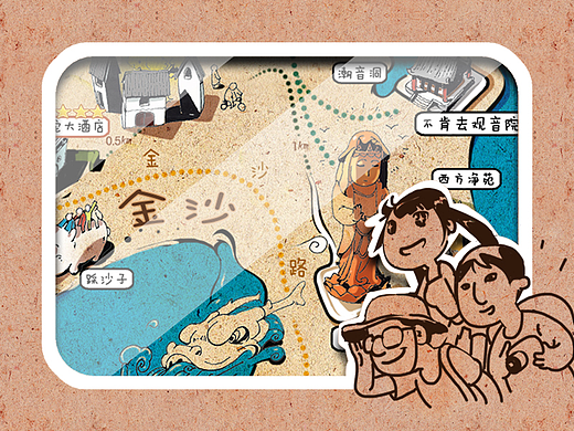 舟山普陀山景区手绘地图