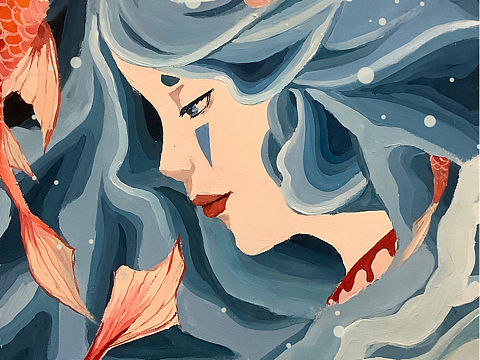 大一上学期水粉插画《水的旋律》