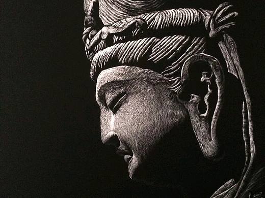 李子哥刮画作品《归一》