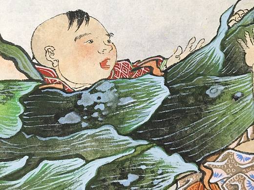 竹笋，亦称稚龙。 婴戏图以竹笋配画，寓意为知