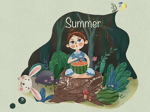 插畫-夏天（個(gè)人主頁-ZNDU2NjYxNjA=） - 兒童插畫 - 站酷設(shè)計(jì)師楊梅子y原創(chuàng)素材 - 站酷ZCOOL