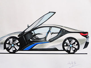 马克笔、色粉手绘作品