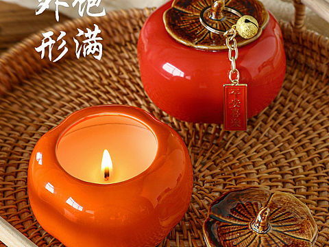 柿子蜡烛摆件#静物拍摄|家居装饰品产品拍摄