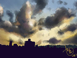 我家阳台的日本日落风景