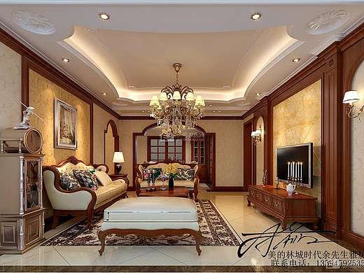 美的林城时代.美式乡村92平米二房二厅装修案例