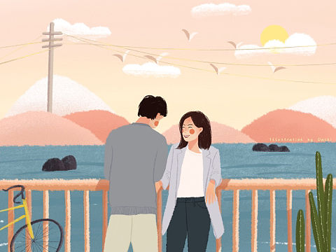 情侣甜蜜插画（个人主页-ZMzY3NDkzNjQ=） - 创作习作 - 站酷设计师是大池啊原创素材 - 站酷ZCOOL